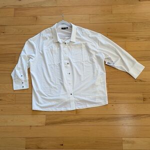 torrid White Button-Up Blouse with Chest Pockets
